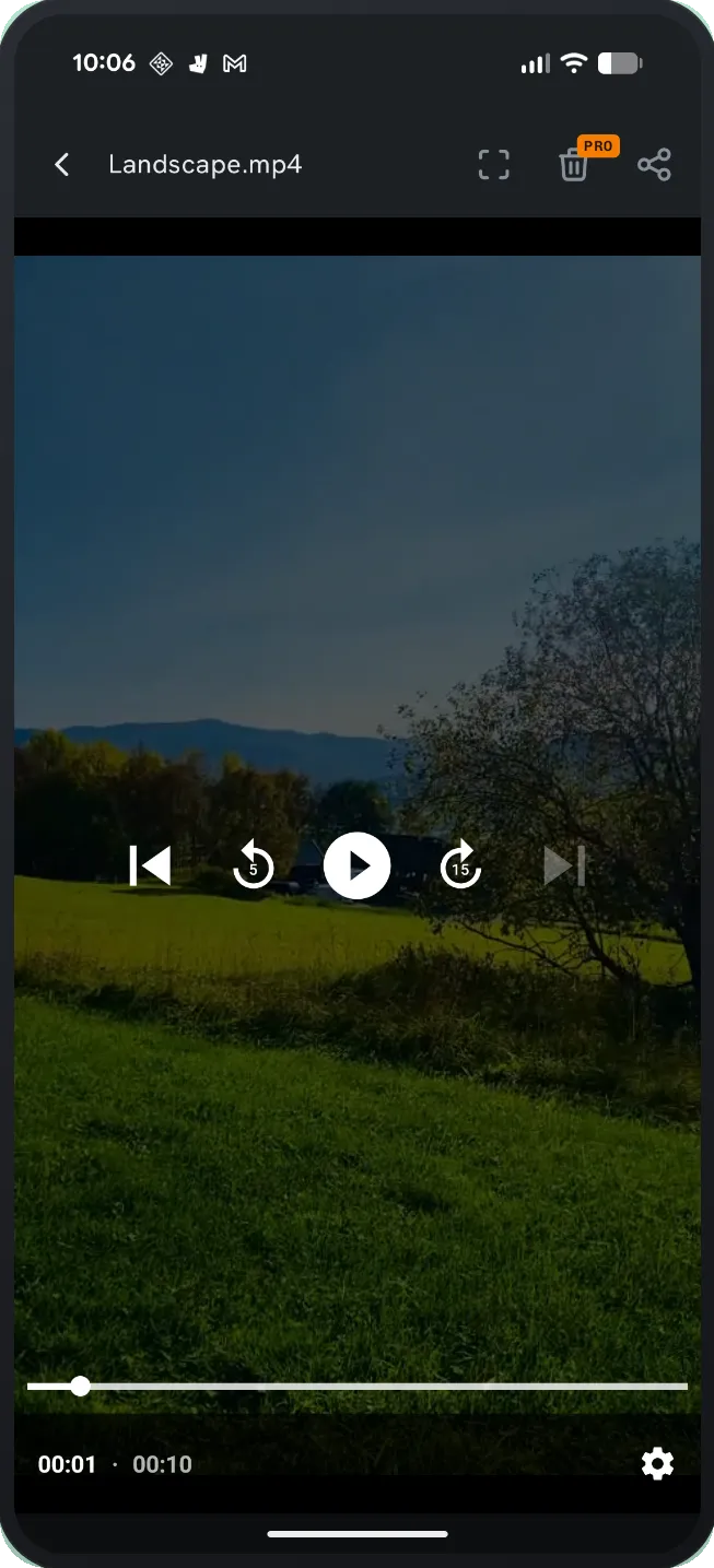 Playing a video file directly from a connected USB drive inside NTFS Reader.